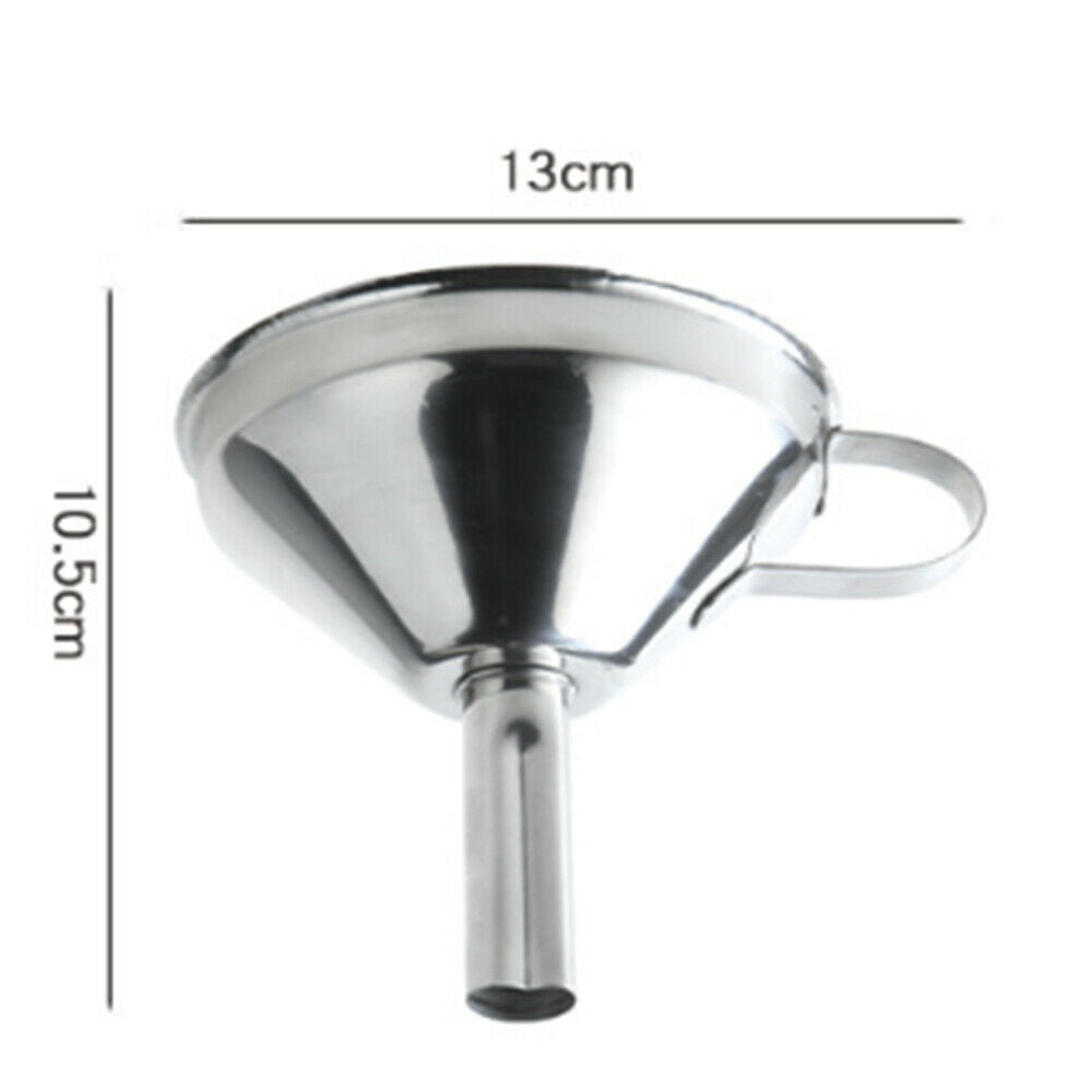Stainless Steel Funnel Kitchen Oil Soy Sauce Liquid Funnel Detachable Filter