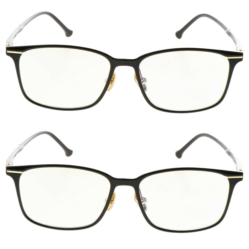 2Pairs Blue Light Blocking Glasses Computer Anti Eyestrain Eyeglass Black