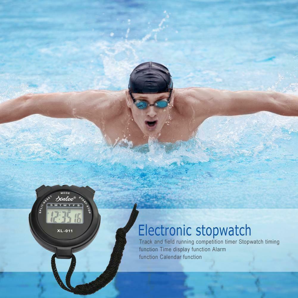 Sports Multifunction Digital Handheld LCD Chronograph Sports Stopwatch  Black