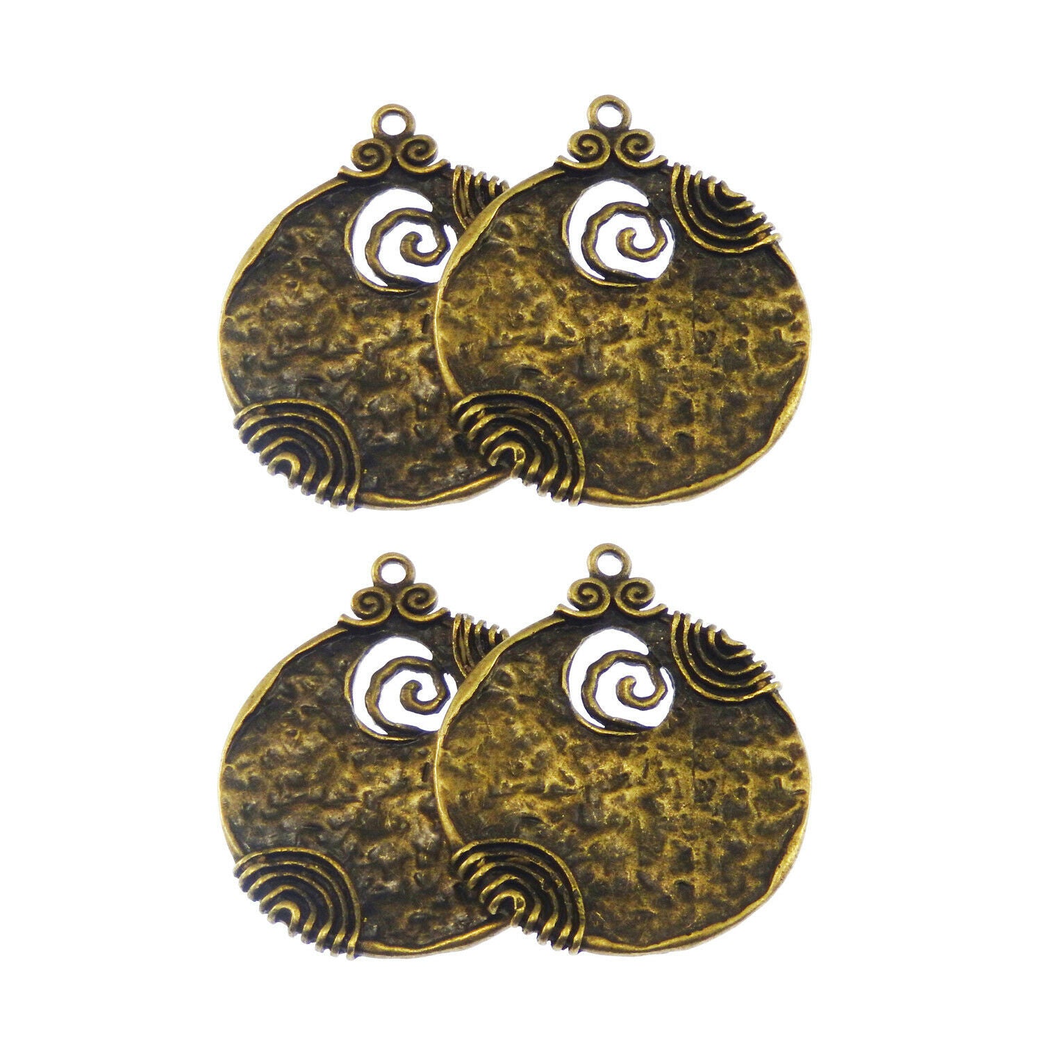 6 pcs Antiqued Bronze Alloy Swirl Pendant Charm Alloy Jewelry Dangle 52*44*3mm