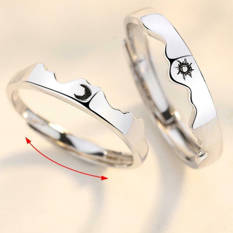 Couple Rings for Women Men Adjustable Couple Matching Promise Wedding Ring