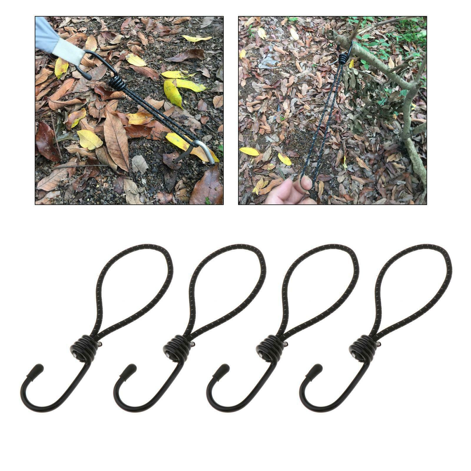 4 Pieces Bungee Cord Elastic Stretch Rope with Hook Canopy Tarp Tent Accessories