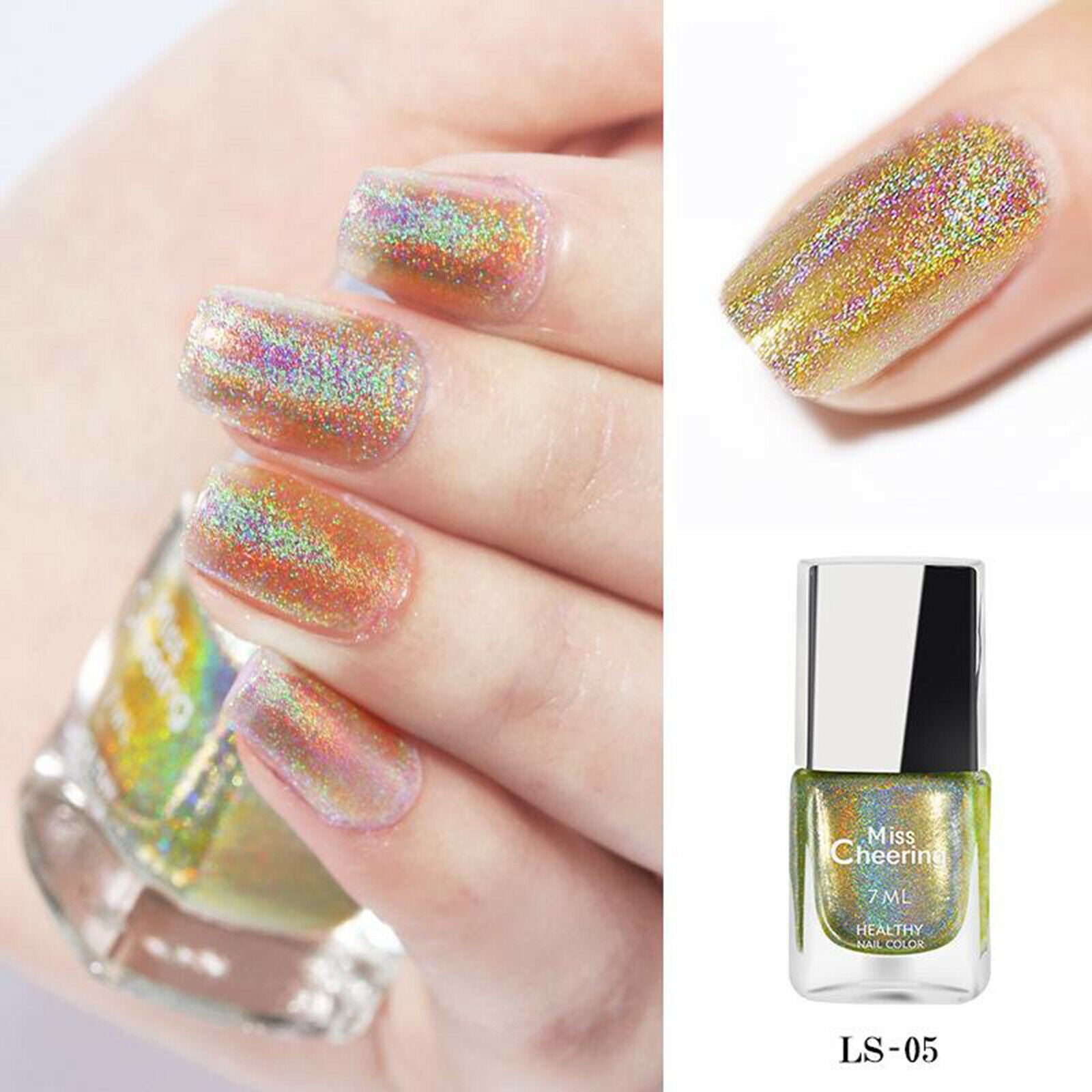 Holographic Powder Sequins Glitter Nail Art Polish Tips Decoration 7ml LS05