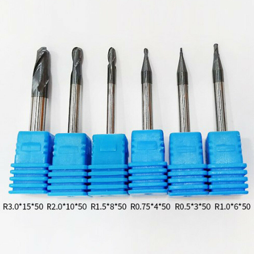 Carbide End Mills Set 6 Pieces Cutting Square CNC Milling Cutter 4 Flutes