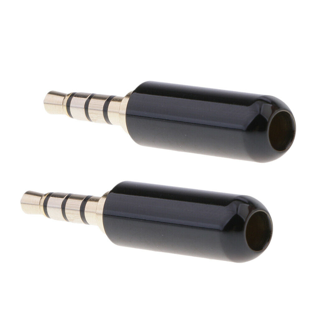 2PC 3.5mm 1/8" Male Jack Mini Black Audio Plug Male Stereo Adaptor DIY Soldering