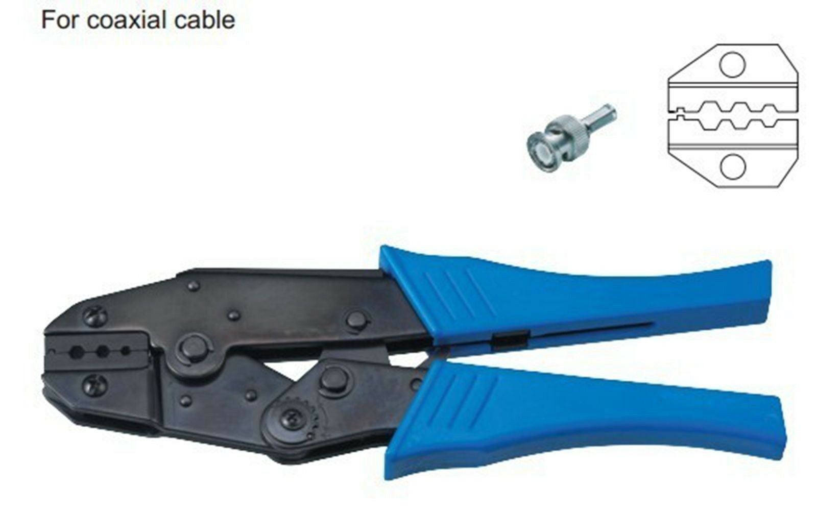 Coax Coaxial Cable Ratchet Plier Crimper 0.315"/0.252"/0.068"HEX & 0.042" SQ