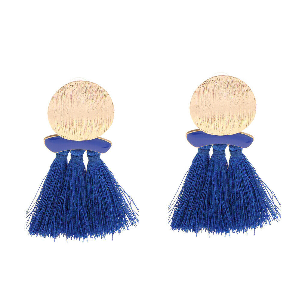 Fashion Statement Tassel Drop Earrings for Women Girl Wedding Bohemian Blue