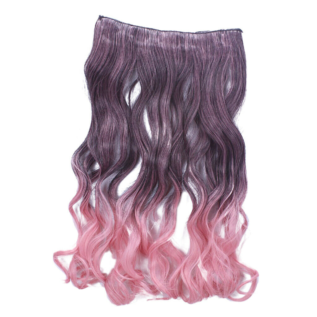 Beauty 24" Synthetic Curly Two Tone Ombre Hairpiece Clip in Hair Extensions