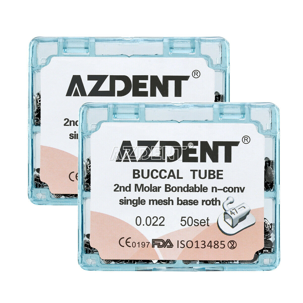 2X AZDENT Dental Orthodontic 2nd Molar Split Buccal Tube Roth 0.022 Bondable