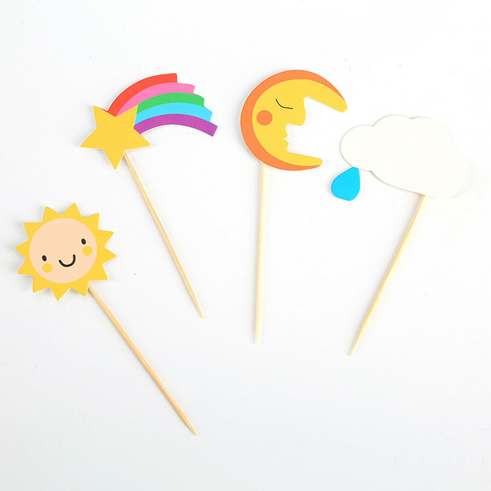 4pcs cupcake topper cloud moon sun star paper cake topper party decor.l8