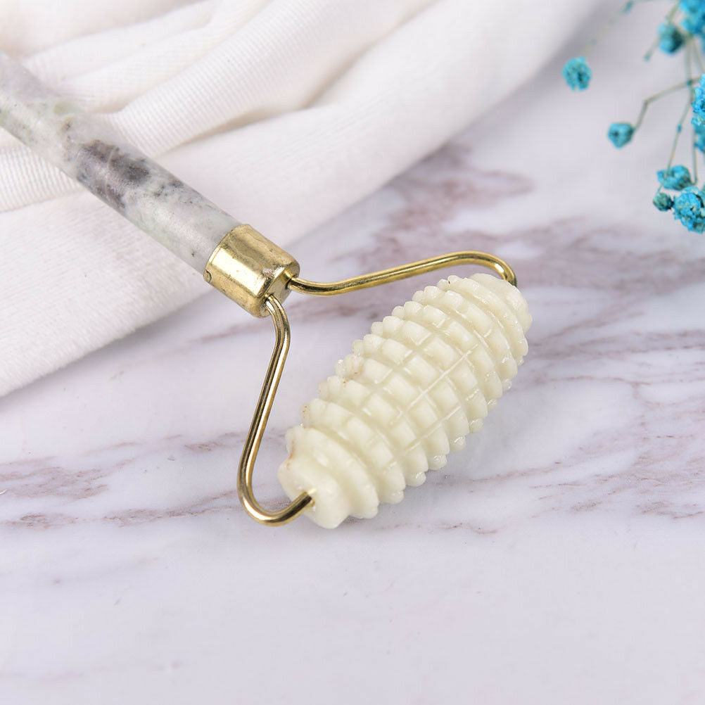 1xNatural Jade Stone Face Massager Roller Spa Head Neck Facial Beauty Tool BDAU