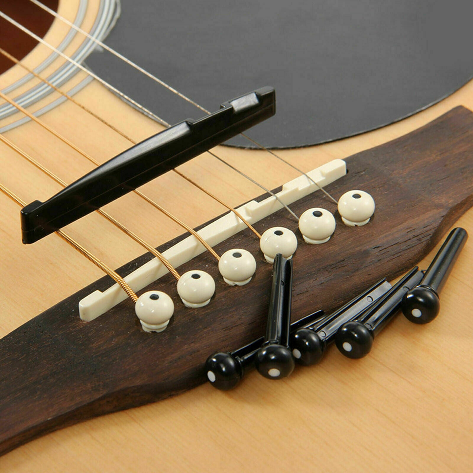 24PCS Acoustic Guitar Bridge Pins Pegs+18 Guitar Picks+2 Set Saddle Nut+Puller