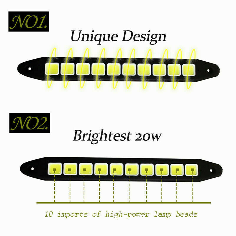 1X 10LED Daytime Running Light DRL COB Strip Lamp Fog Car Driving Waterproof Tt