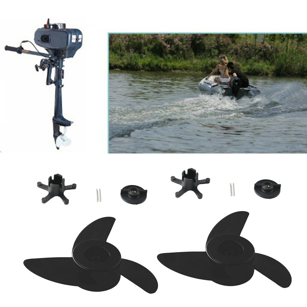 2Pcs 3-Blade Propeller Black Motor Prop Solid Weedless Outboard Replacement