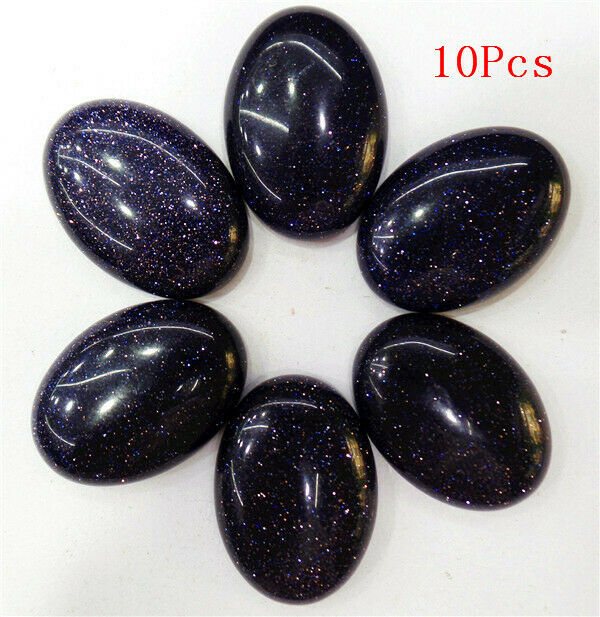 10Pcs 25x18x6mm Blue Sand Stone Oval Cab Cabochon DIY Jewelry Making HH7234