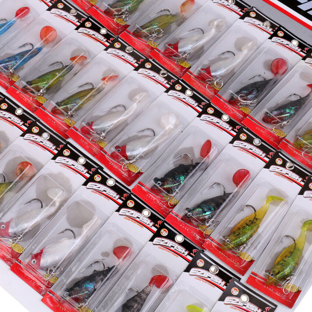 Lot 30Pcs Soft Shad Lures Bait Perch Pike Chub Trout Zander Bass Sea Fishing