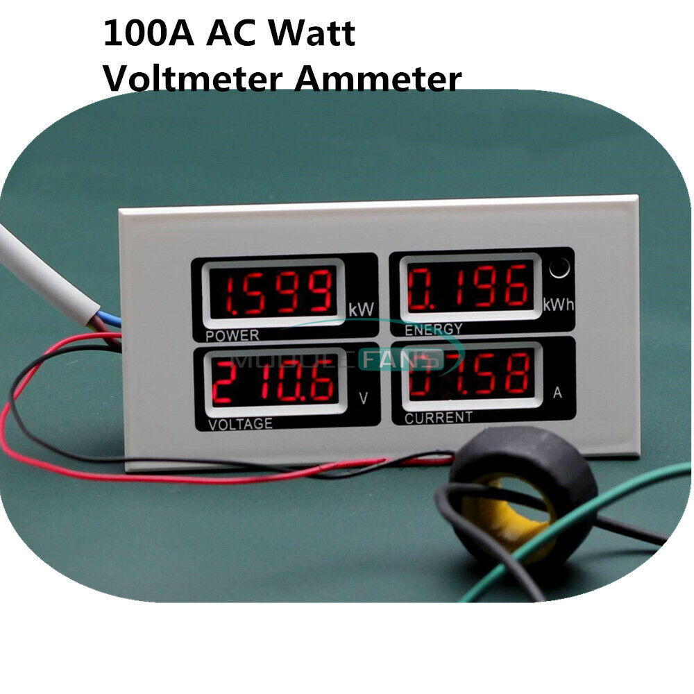 Digital 100A AC 110V 220V watt power meter volt amp Ammeter Voltmeter 80-260V