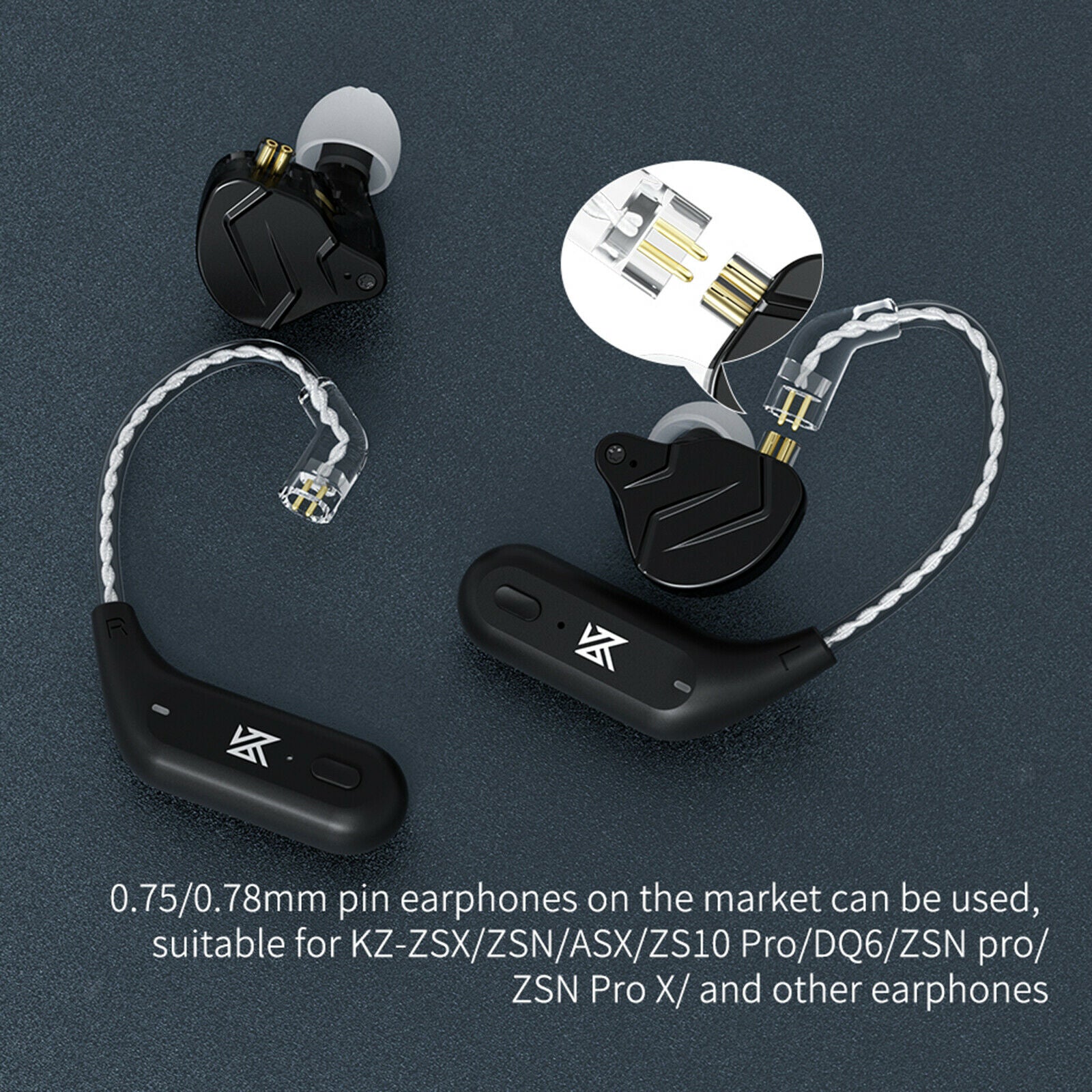 Bluetooth 5.2 Ear Hook Compatible with 0.75/0.78mm Pin Earphones For KZ C Pin