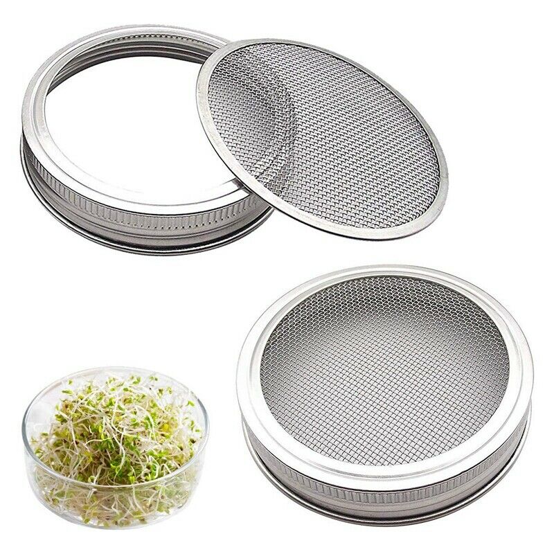 Set of 2 Stainless Steel Sprouting Jar Lid Kit for Superb Ventilation Fit for O4