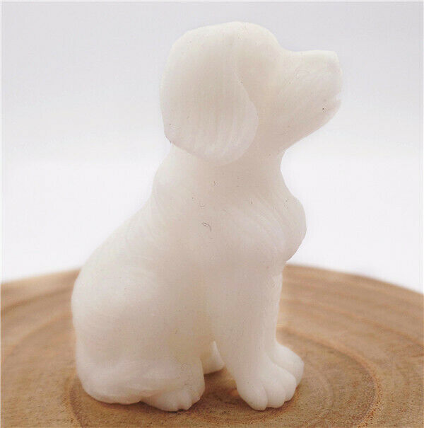 42g 54x34x21mm Natural White Jade Carved Dog Decoration Statue Home Decor HH7747