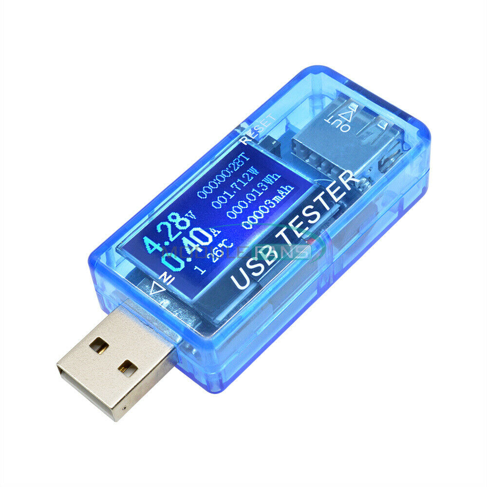 Blue USB Voltmeter Tester 6 in 1 LCD Current Voltage Capacity Power Detector