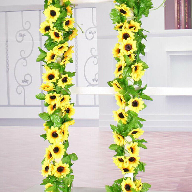 Simulated Sunflower Garland Vine Leaf Wedding Floral Home Decor Suppli.l8