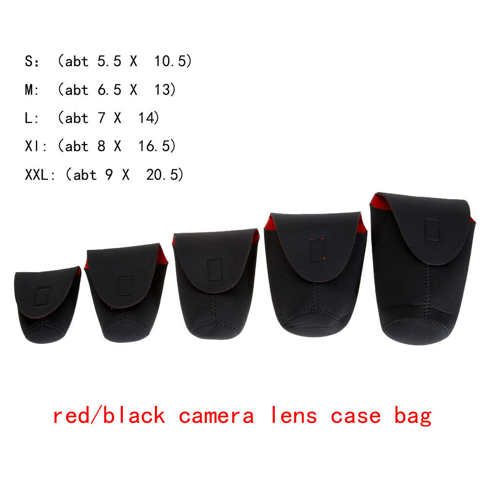 5pcs Neoprene DSLR Camera Lens SoftProtector Pouch BagCase Set S M L XL XXL @