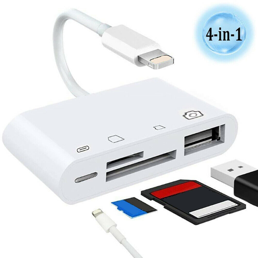 4 in 1 to TF SD Card Reader Camera USB OTG Adapter for iPhones iPad!