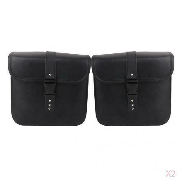 2Pairs Black PU Leather Motorcycle Side Saddlebags Saddle Bag Panniers