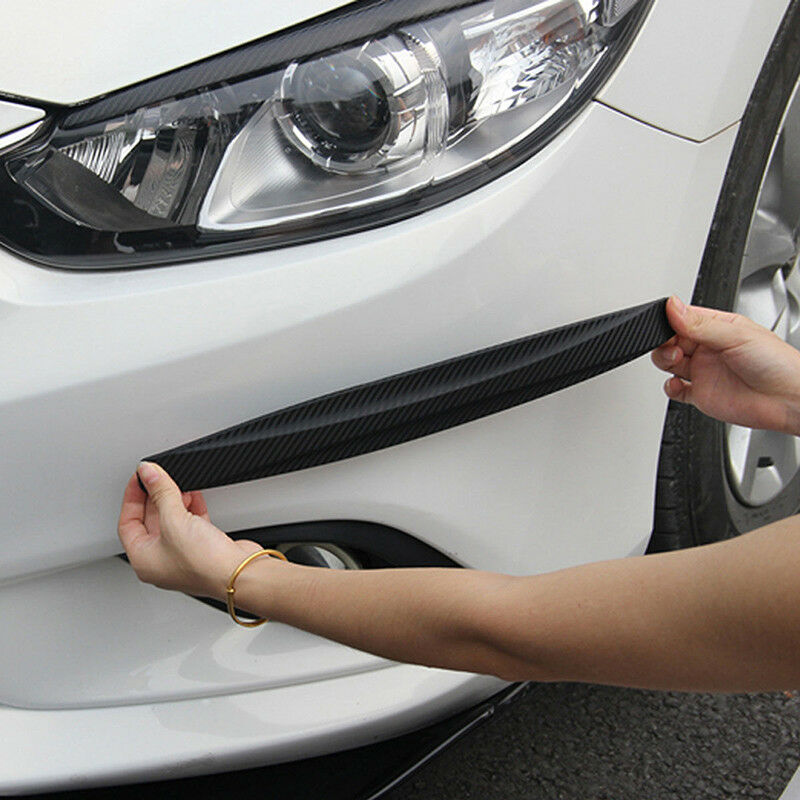 2 Black Carbon Fiber Texture Anti-rub Protecto Car SUV Bumper Edge Guard Stri Tt