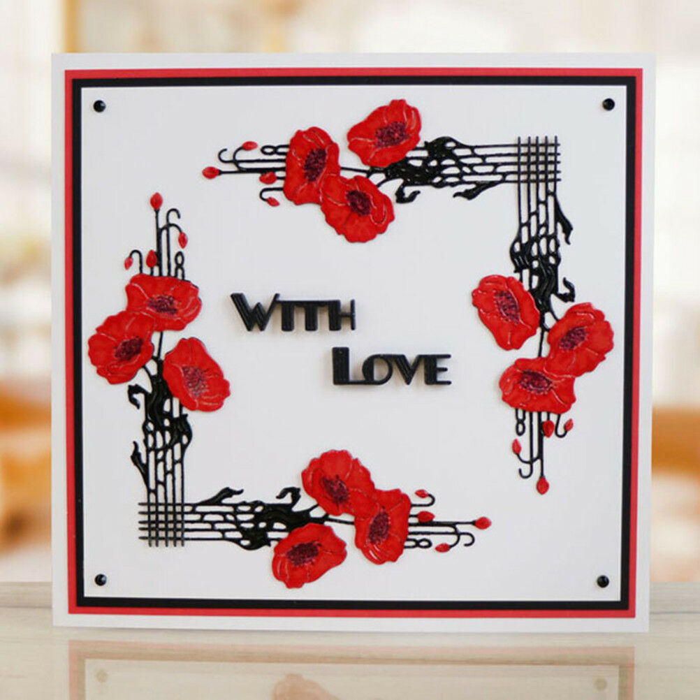 Flower Framed Gift Cards Metal Cutting Dies For Scrapbooking Craft Xmas De.l8
