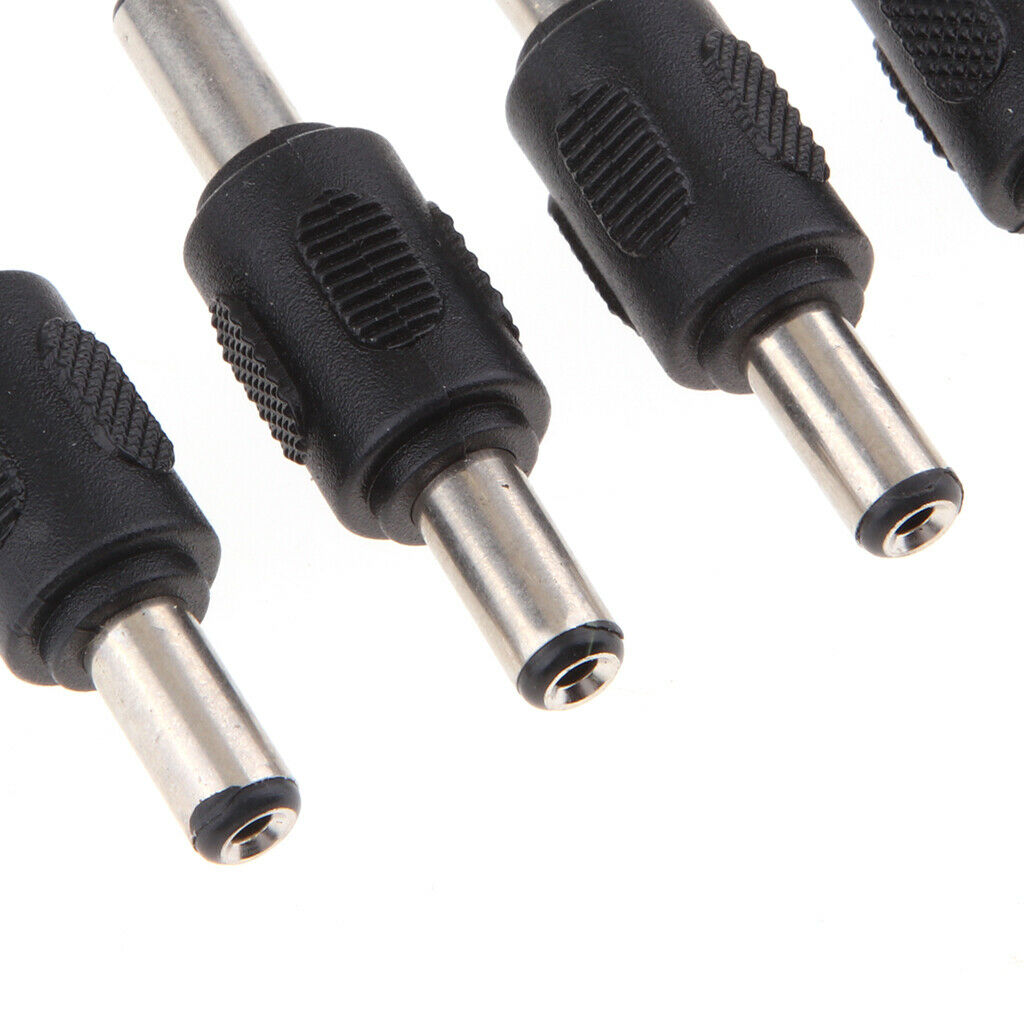 5 Pieces 5.5x2.1mm Male to Male DC Plug Power Power Supply Adapter Black