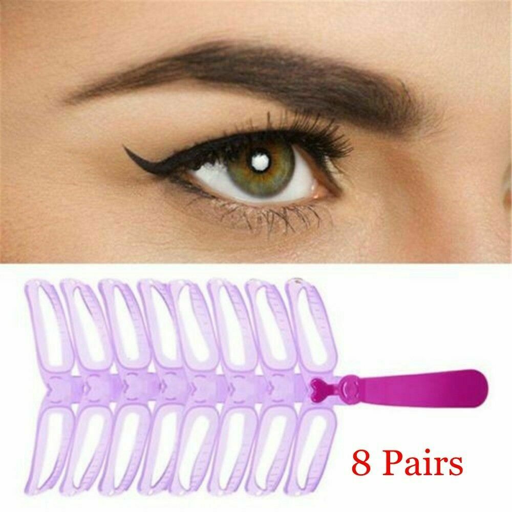 8 Pair Fashion Eyebrow Grooming Stencil Template Women Makeup Shaping Shaper DIY