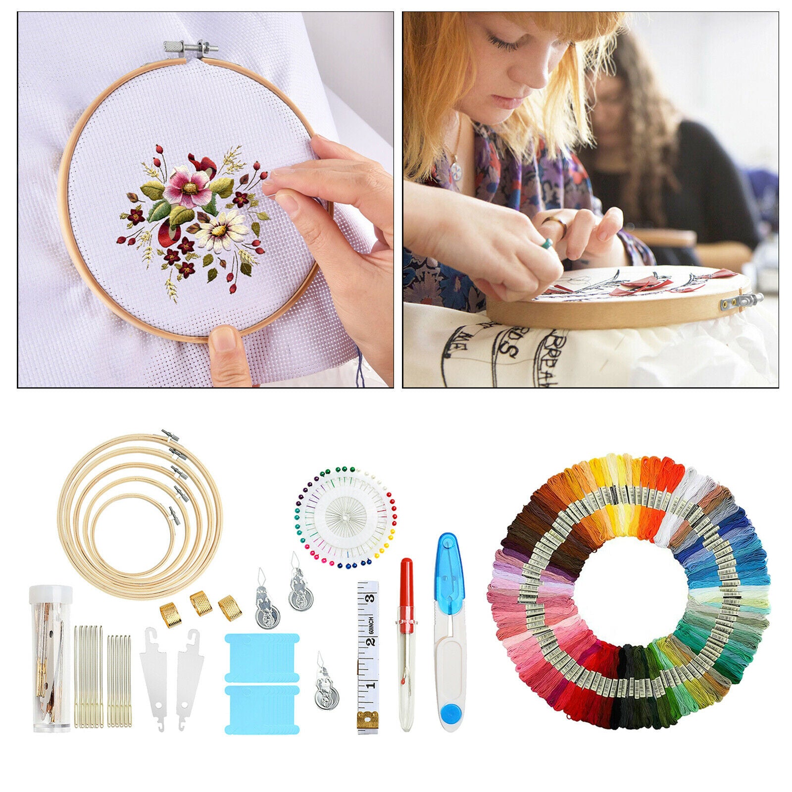 Full Range Embroidery Starter Kit,DIY Cross Stitch Stamped Embroidery Sewing