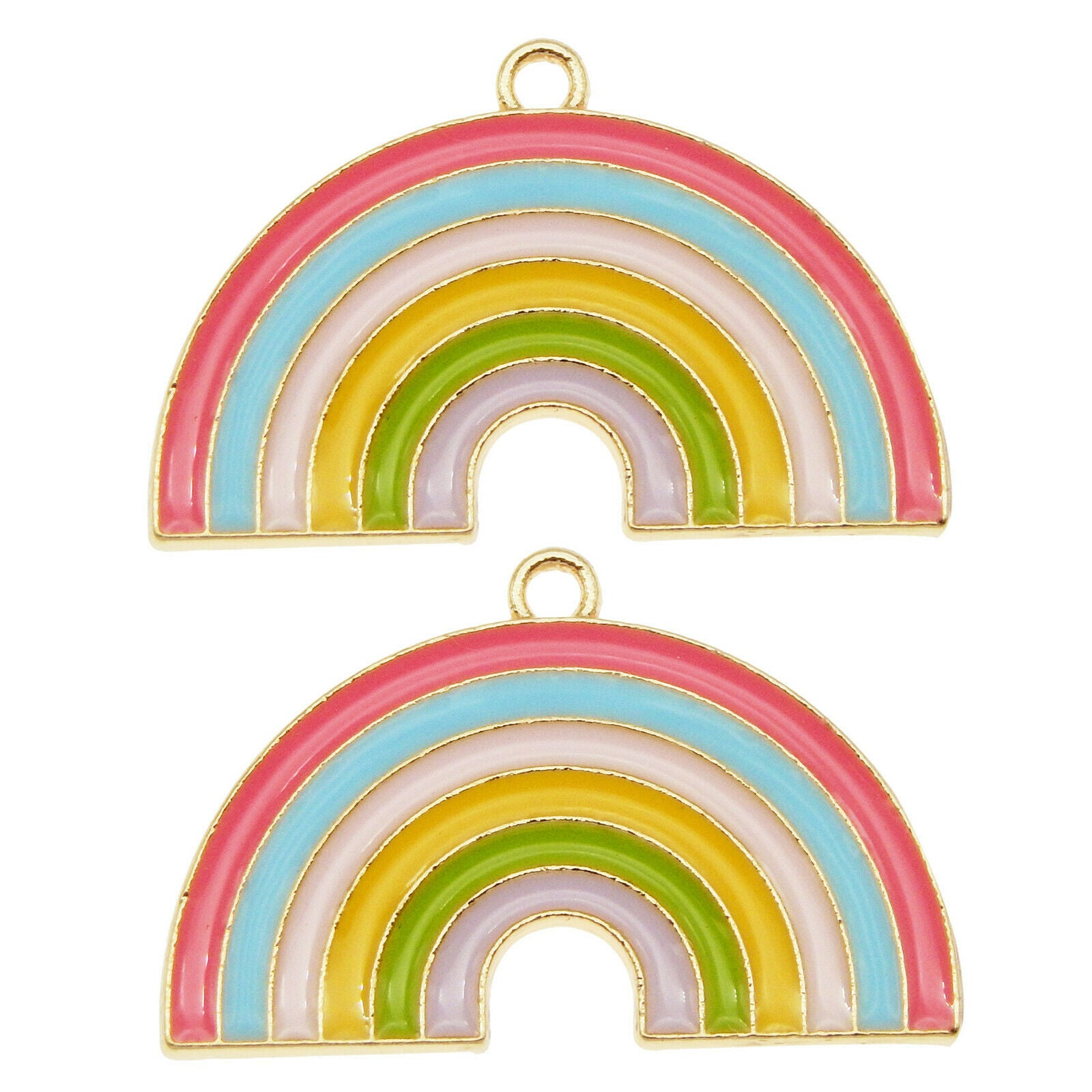 12 pcs Colorful Rainbow Enamel Charm Earring Pendant Dangle Alloy Crafts 32*20mm