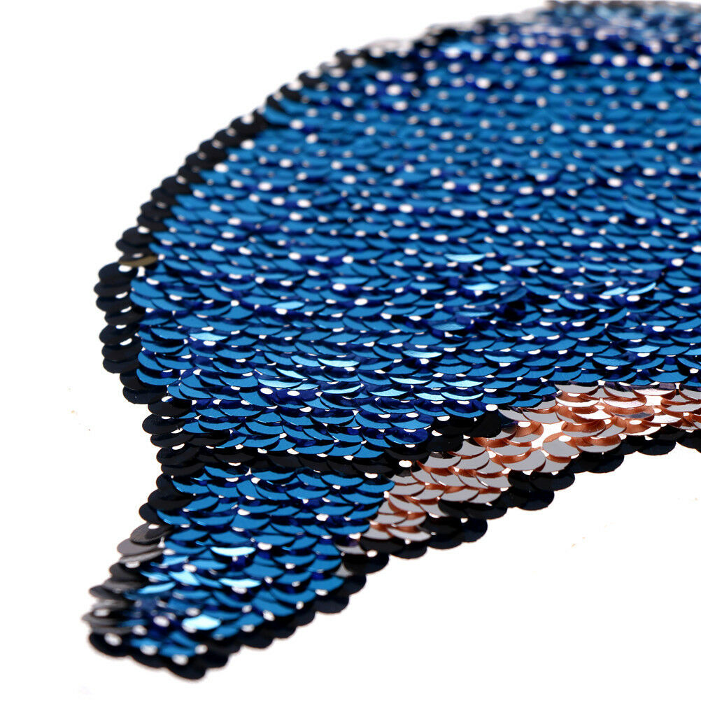 Dolphin Reversible Sequined Sew On Patches Embroidered Patch Applique  .l8