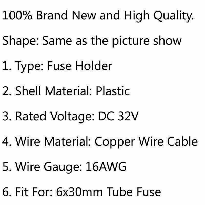 2Pcs 6x30mm AGC Glass Tube In-Line Fuse Holder 16 AWG OFC Copper Wire Cable  CN