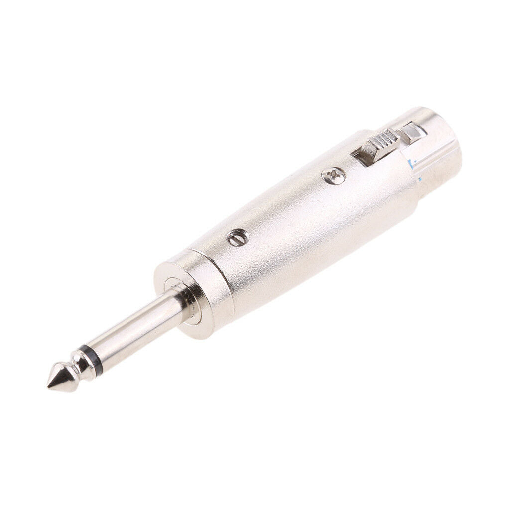 Metal XLR 3 Pin Female to Mono 6.35mm 1/4 Male   Plug Adaptor Converter