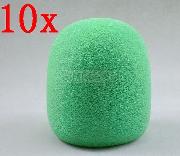 10x Green Handheld Stage Microphone Windscreen Foam Mic Cover Karaoke DJ 65x40mm