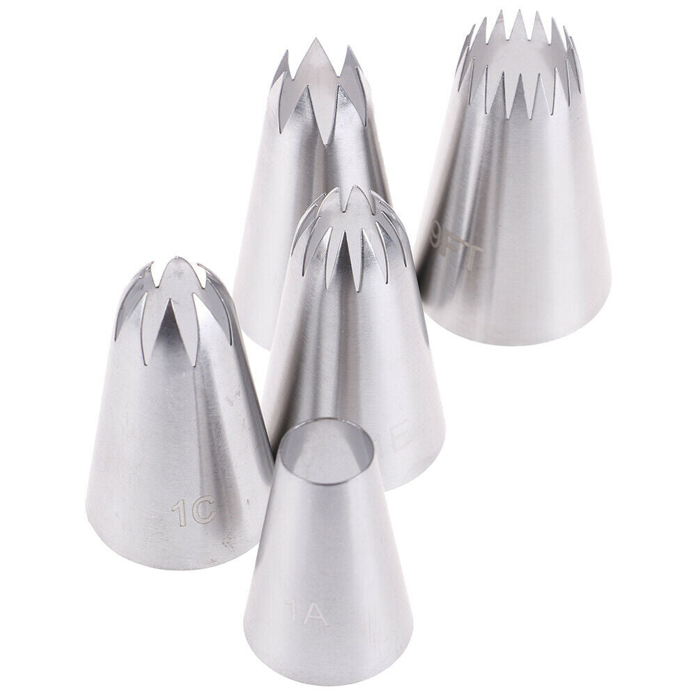 5pcs Large Russian Icing Piping Pastry Nozzle Tips Cake Decorating Tool Nozzl Lt