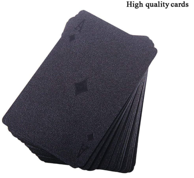 Black Foil Poker Playing Cards Waterproof Deck of Cards with Gift Box