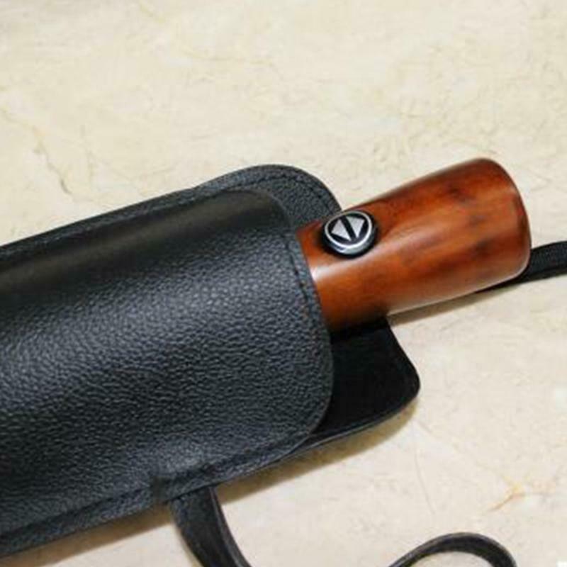 Black PU Leather Umbrella Cover Case Portable Waterproof Umbrella Storage Pocket