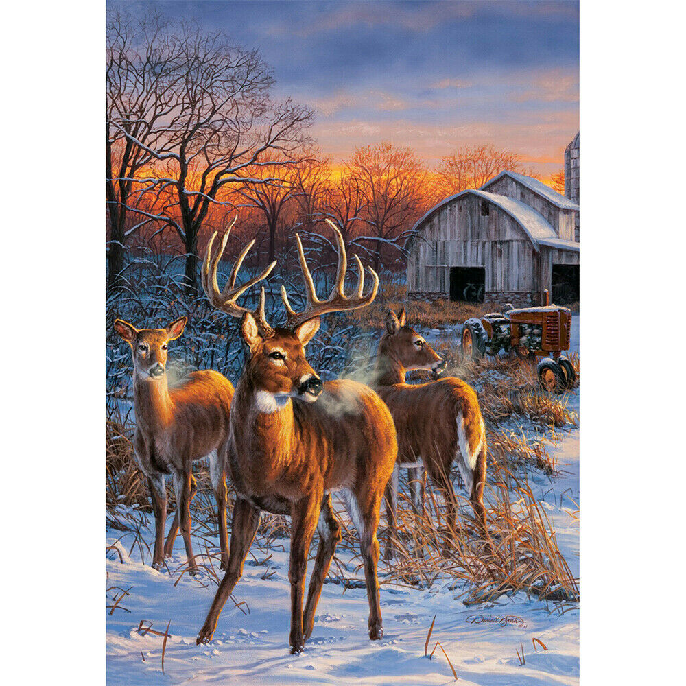 Toland Deer Glory 28x40" Winter Snow Outdoors Wildlife Farm Country House Flag