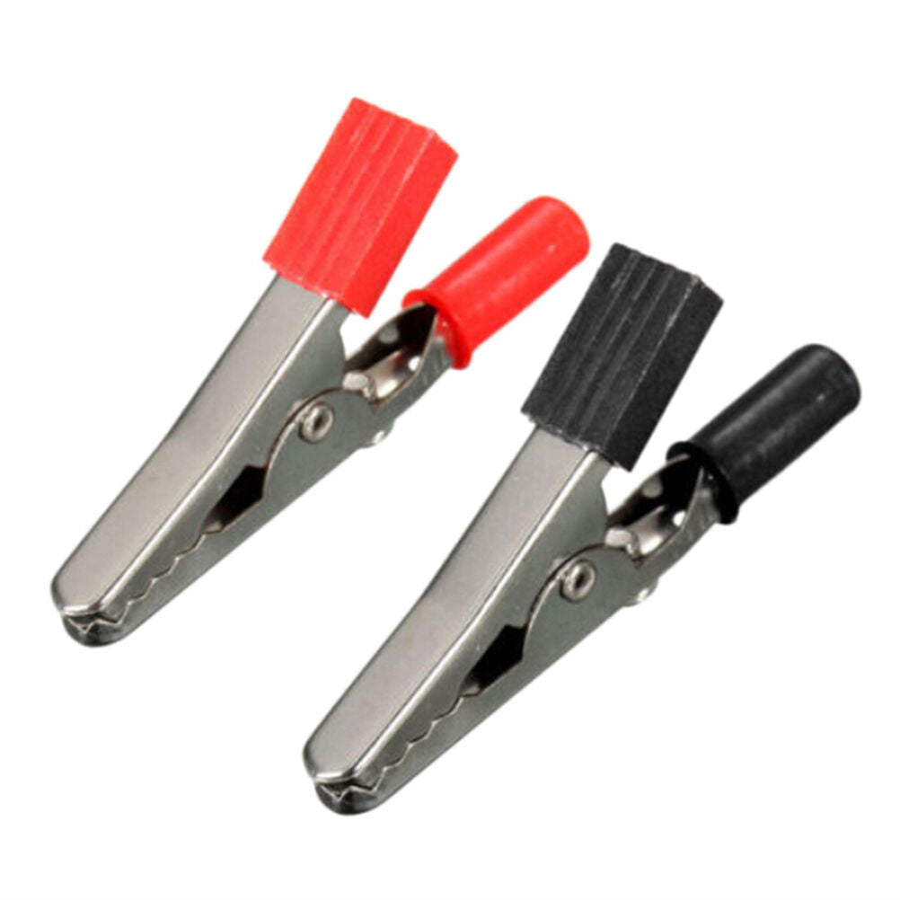 2X Red Black Alligator Clip Clamp to 4mm Banana Female Jack Test Adapter 55mm、DD