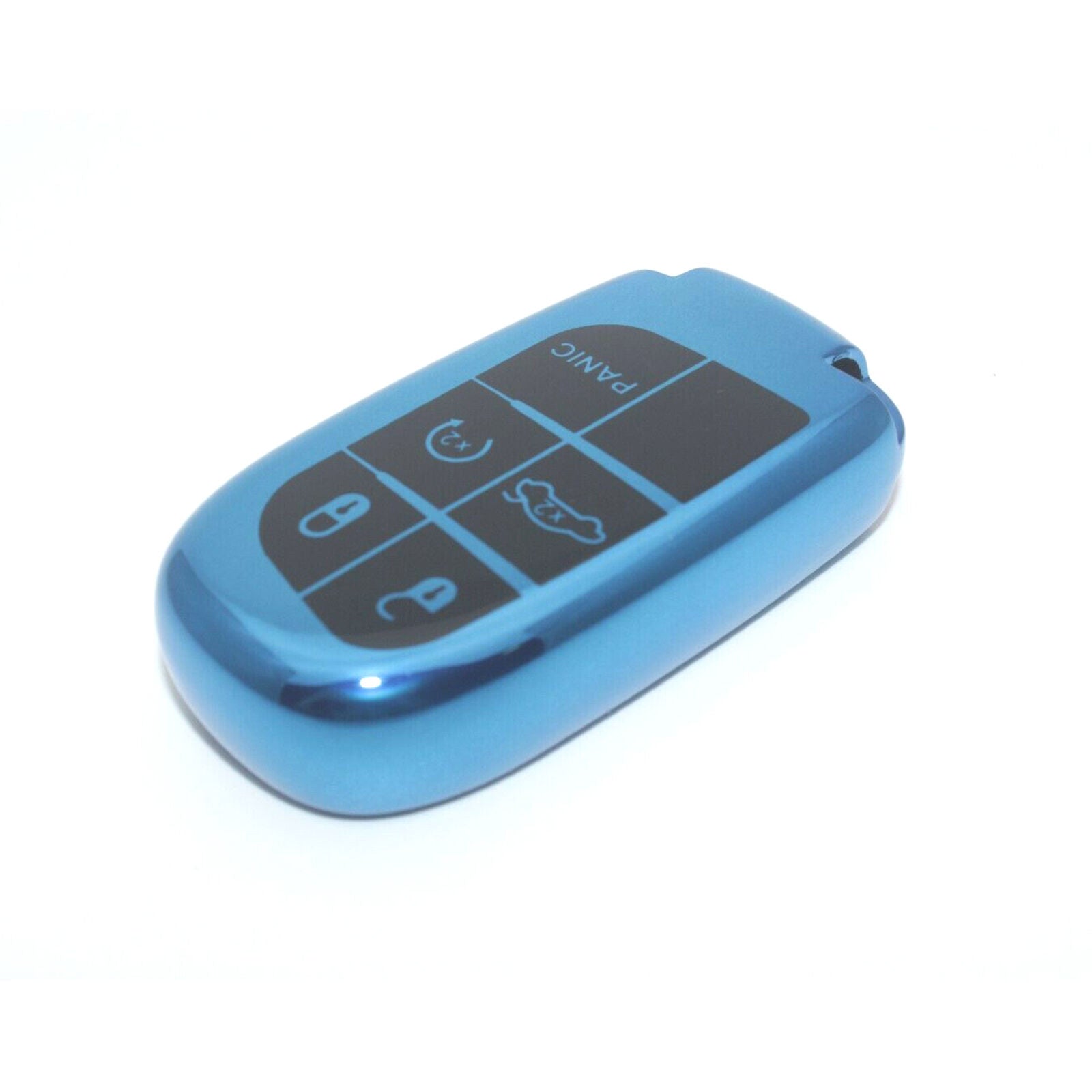 Blue TPU Full Covered Key Fob Cover Keychain for Jeep Dodge Charger Journey Dart