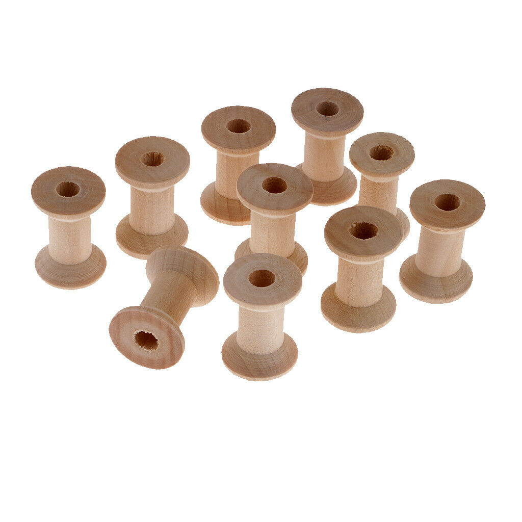 28x21mm Wooden Empty Spool Bobbins For Wire Thread Sewing Crafts, Pack Of 10