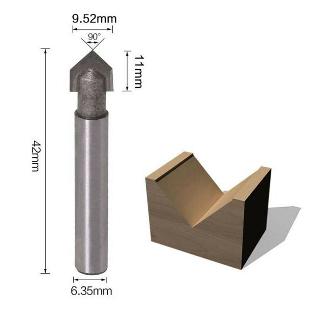 1/4 Inch Shank Alloy 90 Degree V-Groove Bit Wood Milling Cutter C