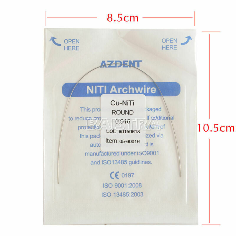 100 Bags Ovoid Form Dental Orthodontics CU-Ni-Ti Arch Wires Round 0.016 AZDENT