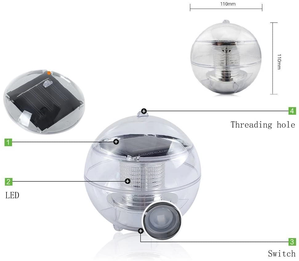 2X Solar Power Water Floating Light Swimming Pool Ball 7-Color LED Flashing Lamp