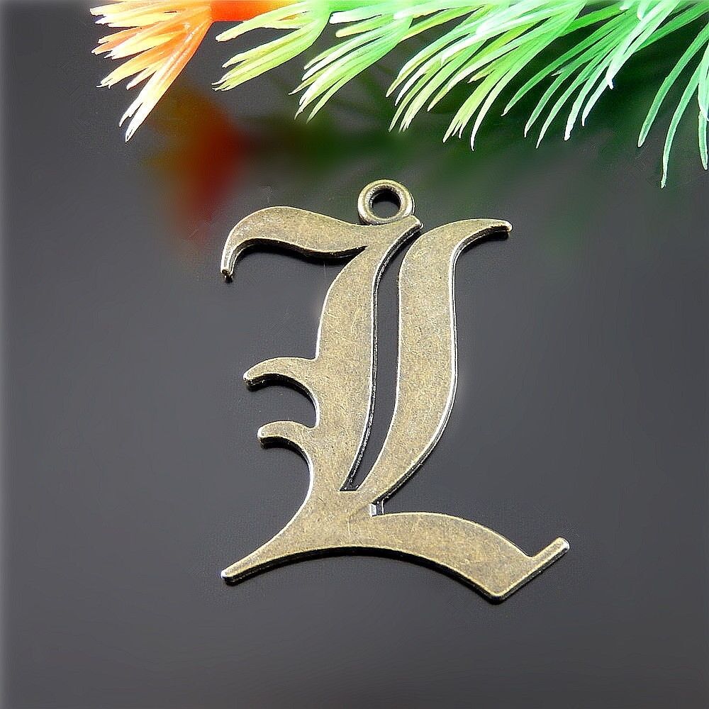 15  pcs Antiqued Bronze Zinc Alloy Letter L Charms Necklace Pendant Findings